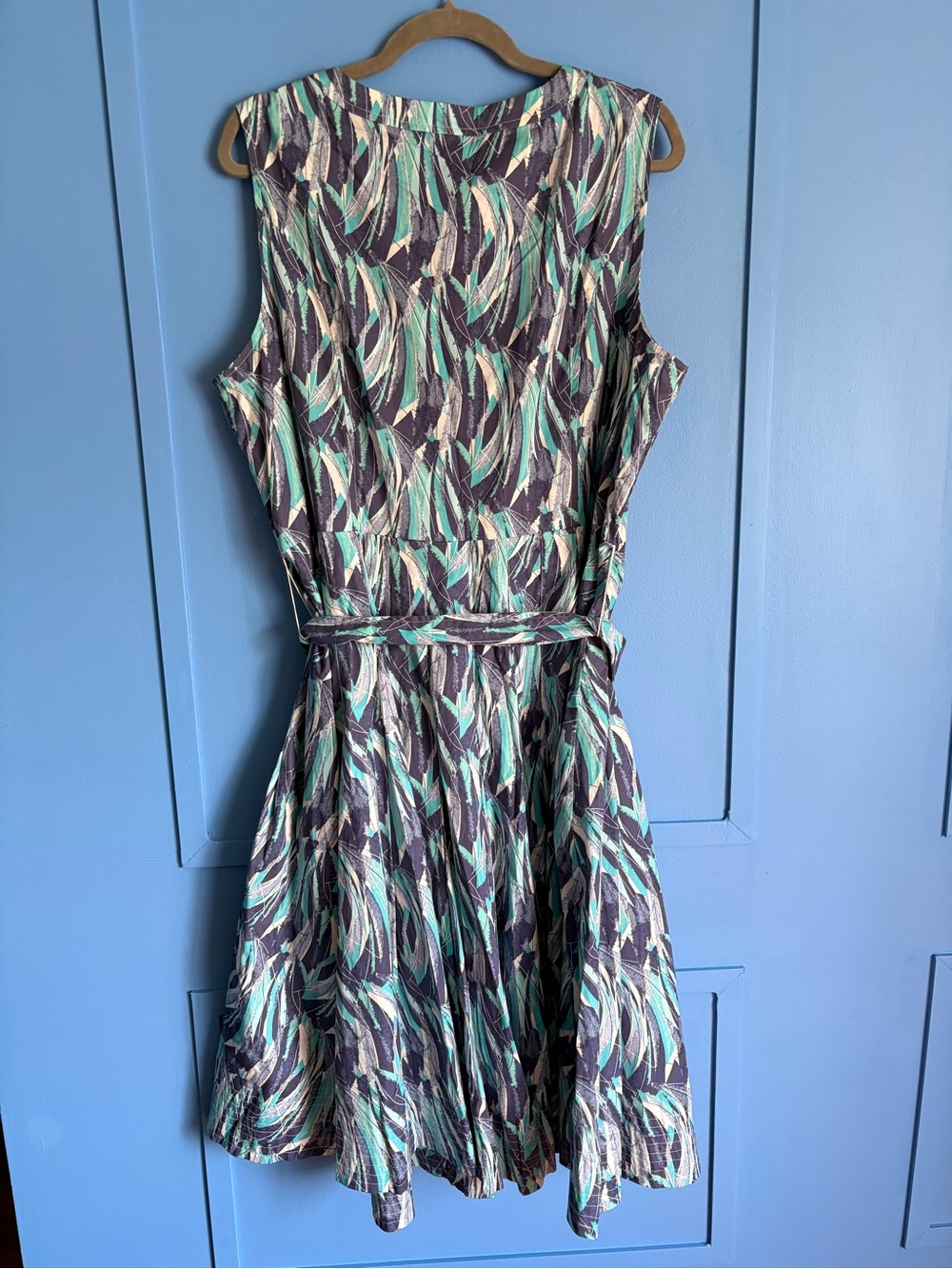 Plus Size Charming Alfani Sleeveless Button-Front Dress in Teal & Navy - 2XL - Picture 2 of 4